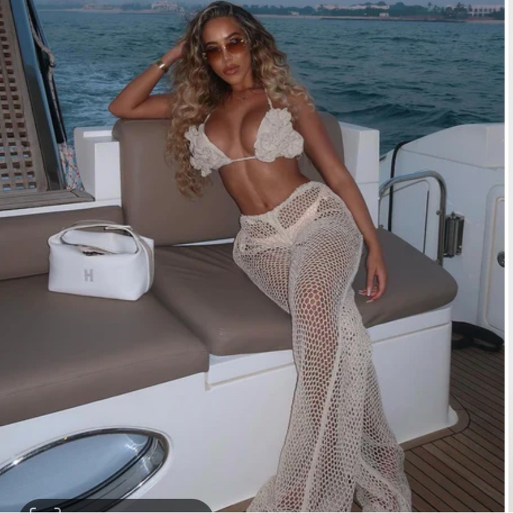 Crochet Rosette 2 Piece Swimsuit - Cream